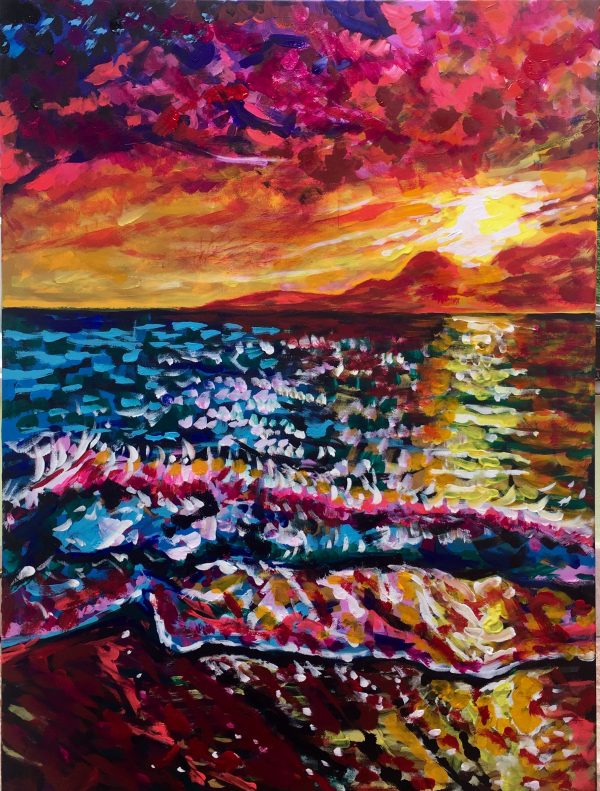 Fuerteventura sunset, acrylic on canvas, cm 60xcm80, unframed, Occhiobello 2019