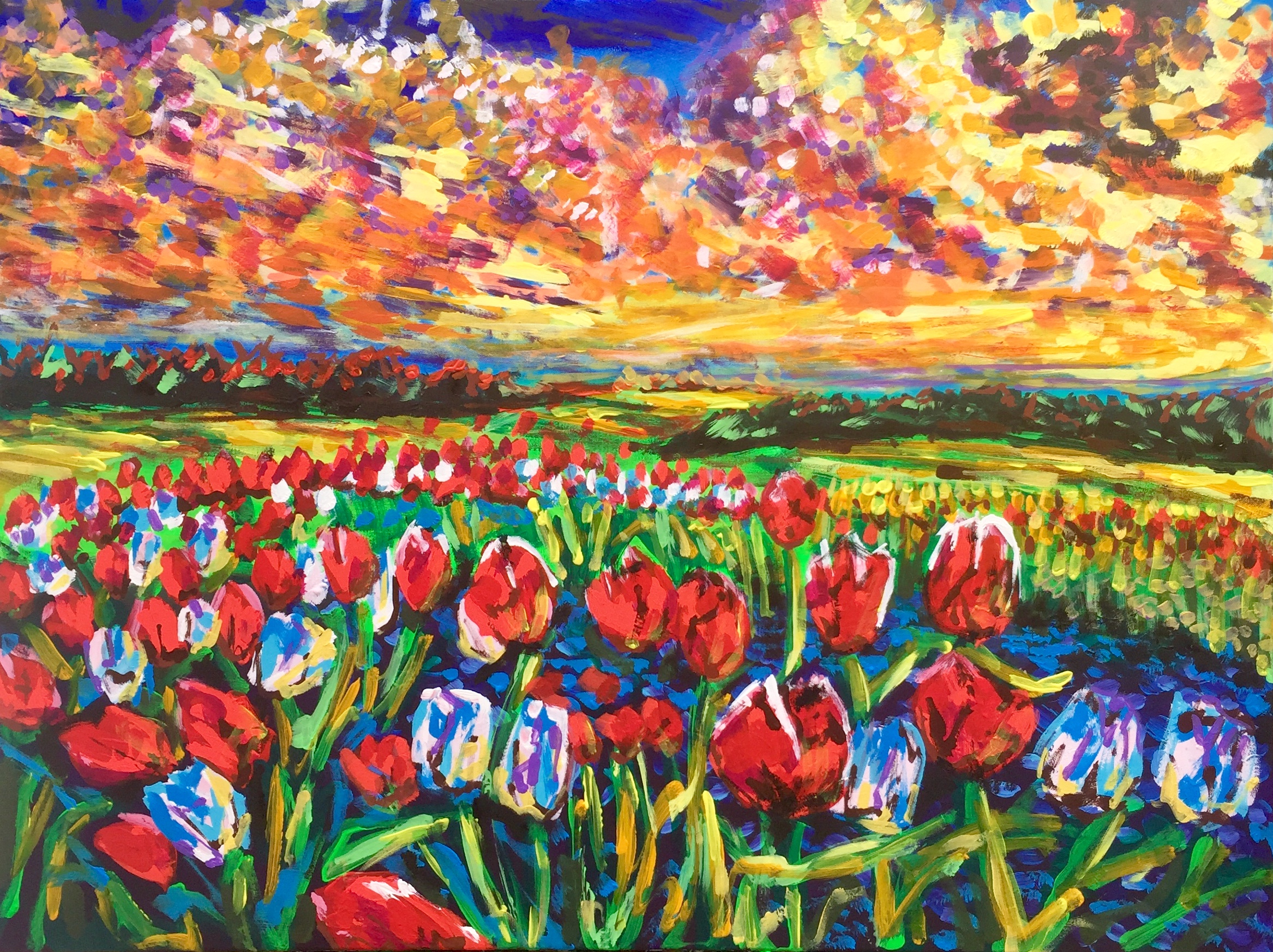 Field of poppies, acrylic on canvas, cm 60 xcm 80, 2019, occhiobello, private collections.