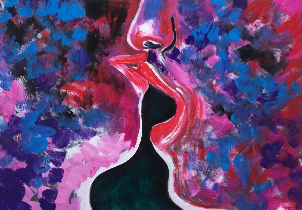 Kissing each other, acrylic on canvas, cm 50 x cm 70, Occhiobello, 2019