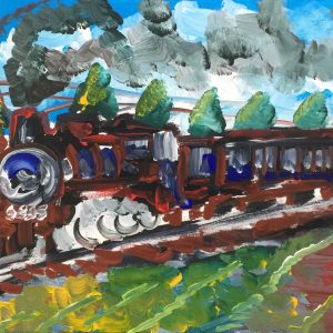 Train 6895 is leaving, acrylic on canvas, cm 40 x cm 50, Occhiobello, 2019,Private Collection