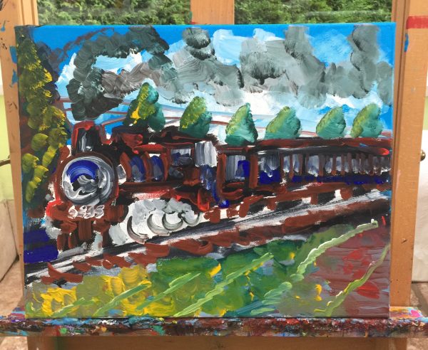Train 6895 is leaving, acrylic on canvas, cm 40 x cm 50, Occhiobello, 2019,Private Collection