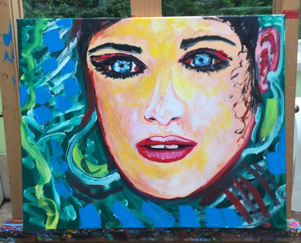 Ocean girl blue eyes, acrylic on canvas, cm 40 x cm 50, Occhiobello, 2019