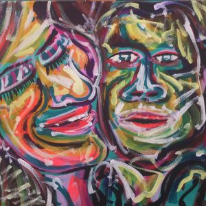 mother and child, acrylic on canvas, cm 40 x cm 50, Occhiobello, 2019