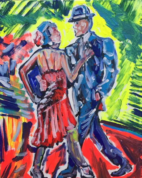couple dancing tango, cm 40 x cm 50, acrylic on canvas, Occhiobello, 2019
