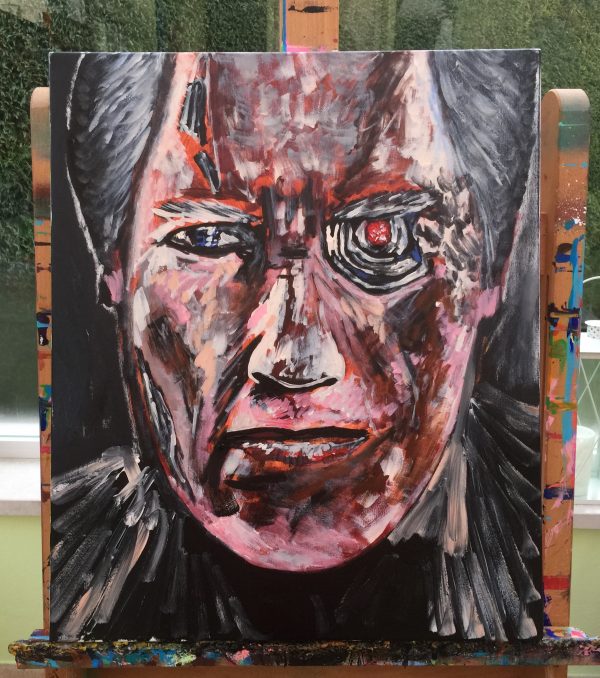 no fate portrait of Arnold Schwarzenegger, acrylic on canvas, cm 50 x cm 60, Occhiobello, 2020