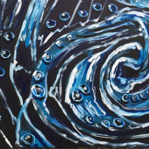 blu rose dark light , acrylic on canvas, cm 50 x cm 70, Occhiobello, 2020