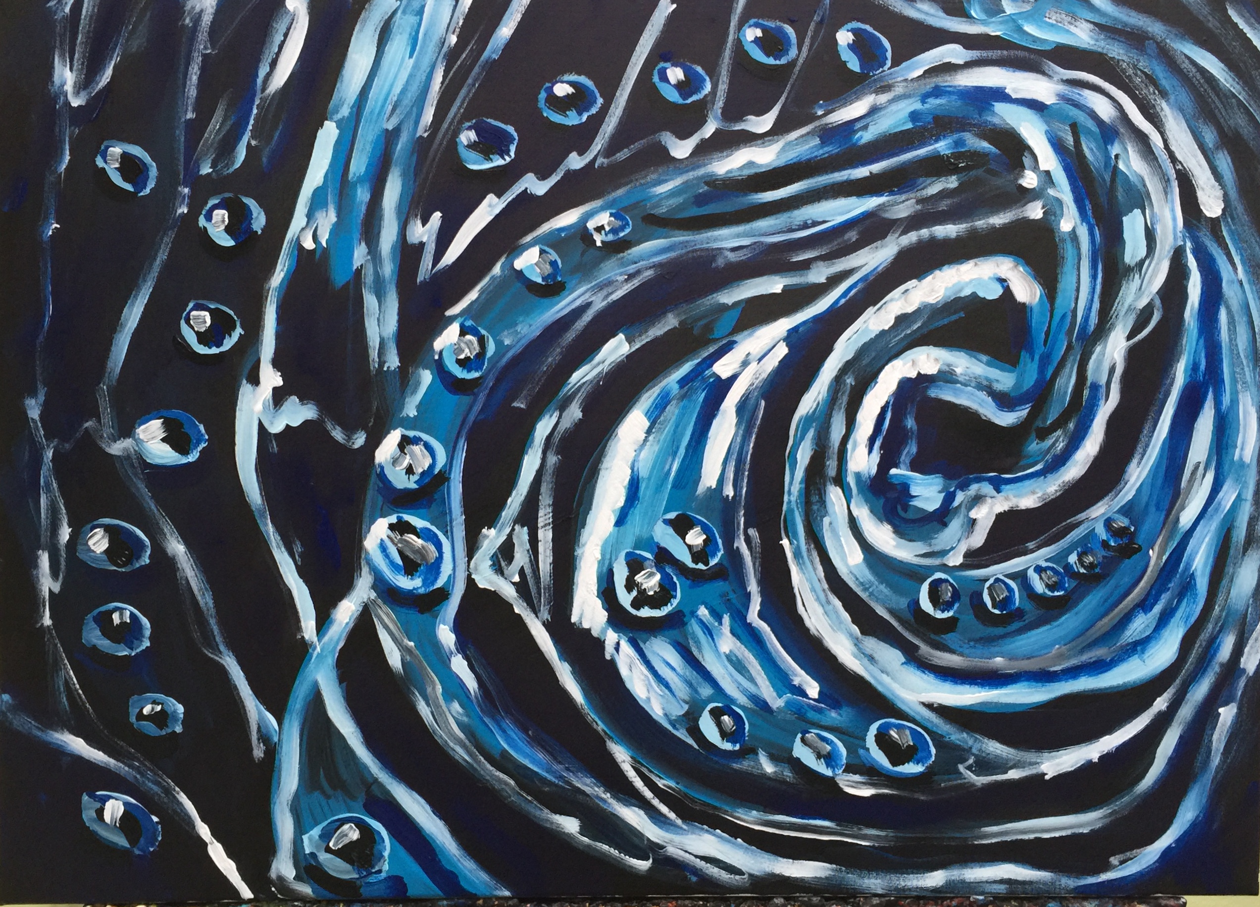 blu rose dark light , acrylic on canvas, cm 50 x cm 70, Occhiobello, 2020