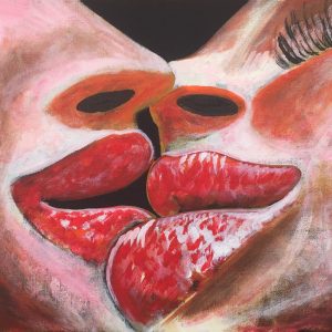 mouth versus mouth, acrylic on panel canvas, cm 28 x cm 36, Occhiobello, 2020.