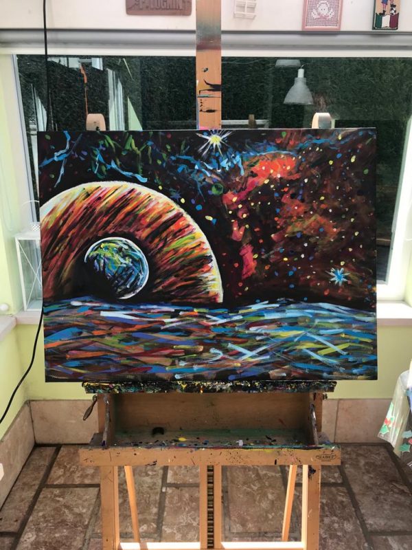 interstellar beyond the stars, acrylic on canvas, cm 60 x cm 80, Occhiobello, 2020