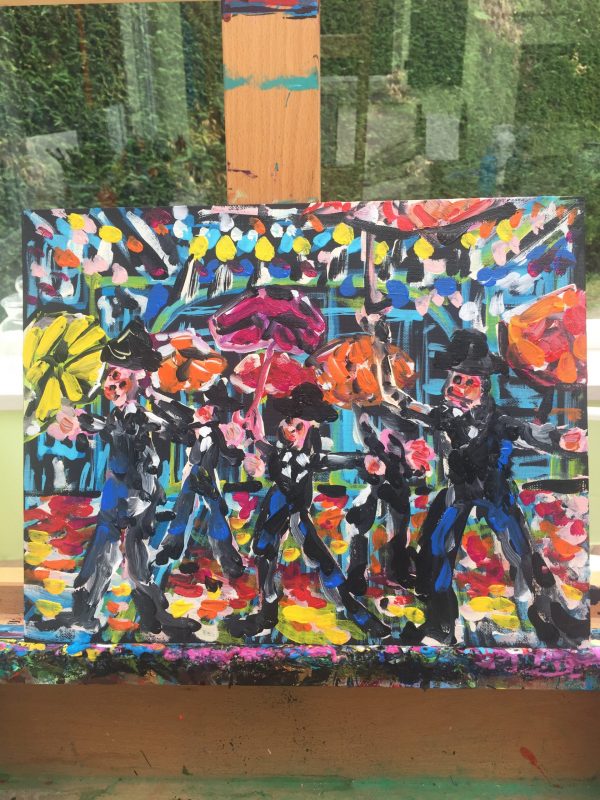 singing in the rain, acrylic on panels canvas, cm 28 x cm 36, Occhiobello, 2020