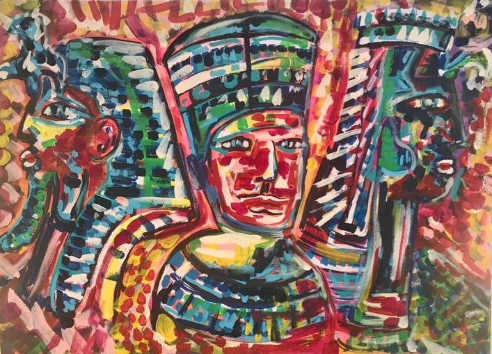 tutankamon king of Egypt, acrylic on canvas, cm 50 x cm 70, Occhiobello, 2020.