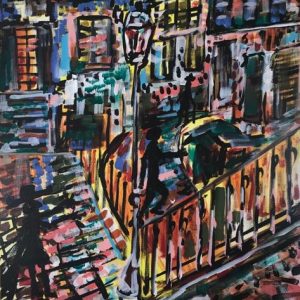 darklight in the city, acrylic on canvas, cm 50 x cm 70, Occhiobello, 2020