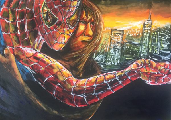 The amazing Spiderman 2 , acrilico su tela, cm 50 x cm 70 , Lido delle Nazioni, 2020