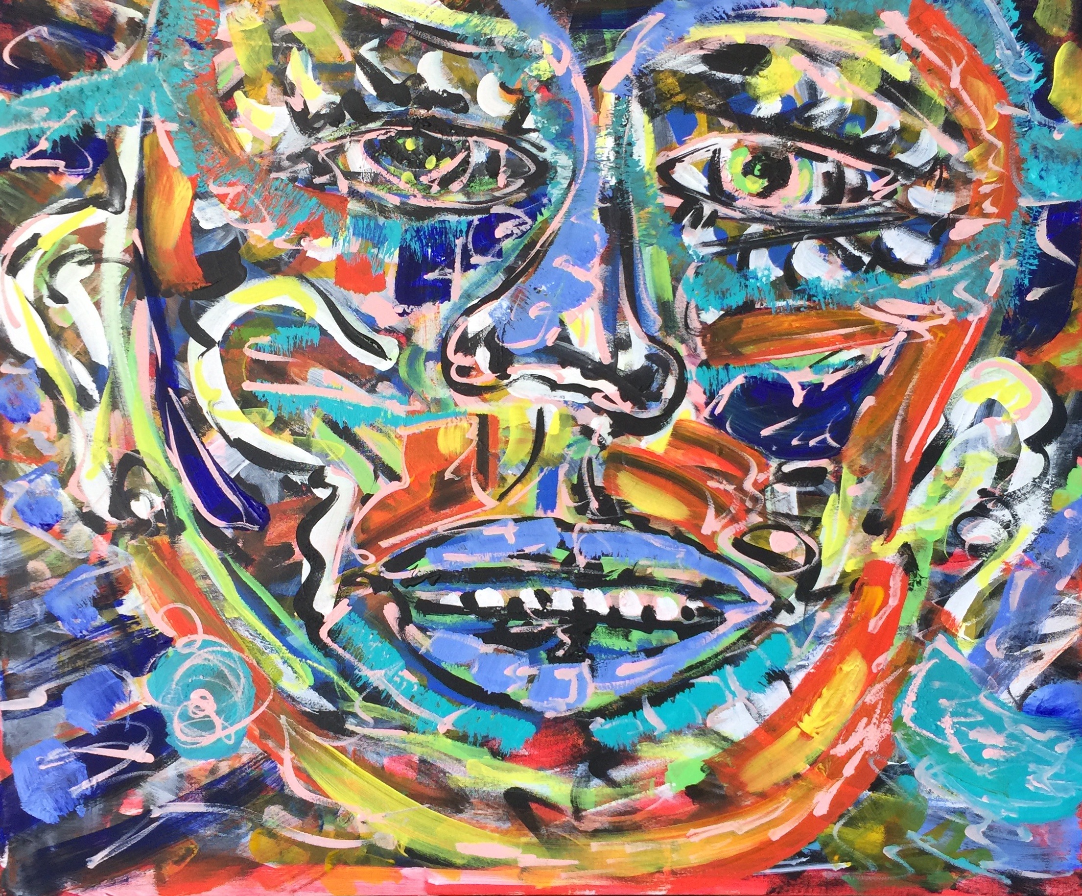 Il volto dell'acqua, acrilico su tela , cm 50 x cm 60 , Lido delle Nazioni , 2020
