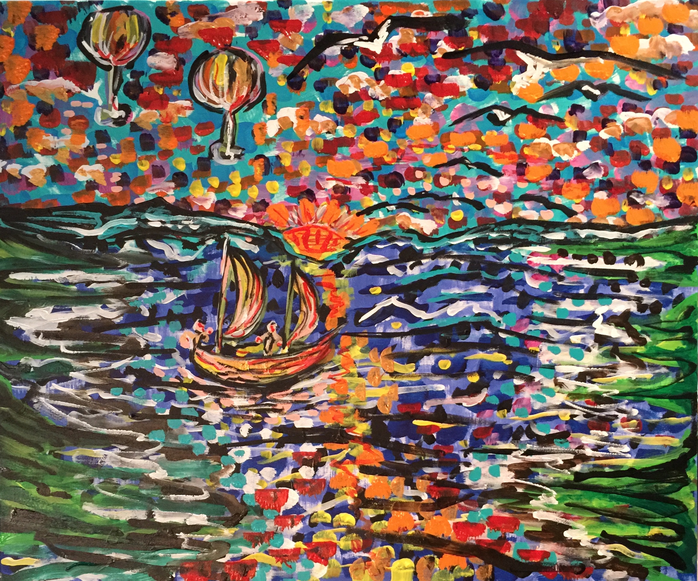 La barca dei miei sogni , acrilico su tela , cm 50 x cm 60 , Lido delle Nazioni , 2020