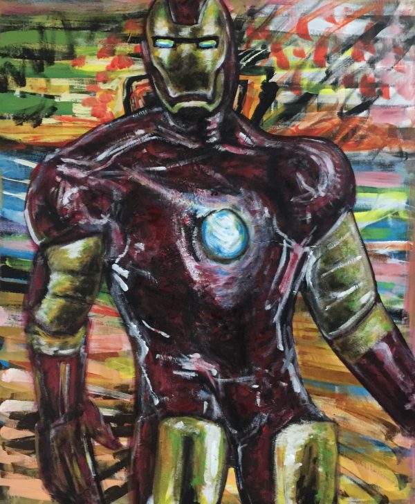 Iron Man , acrilico su tela , cm 50 x cm 60 , Lido delle Nazioni , 2020