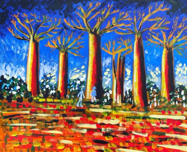 Baobab , acrilico su tela , cm 50 x cm 60 , Occhiobello , 2021